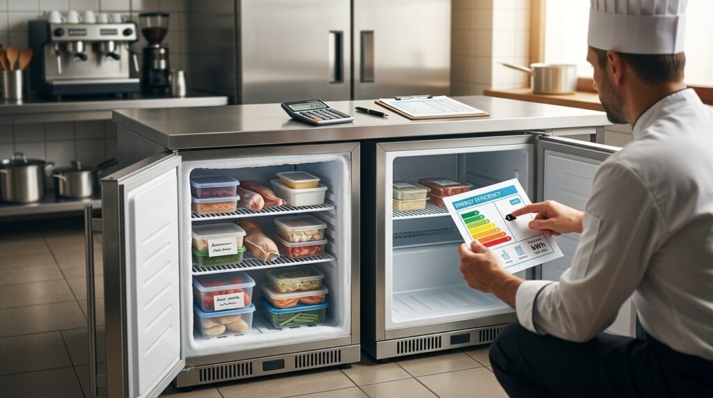 How do I compare mini/undercounter freezer running costs between brands when buying in Ireland?