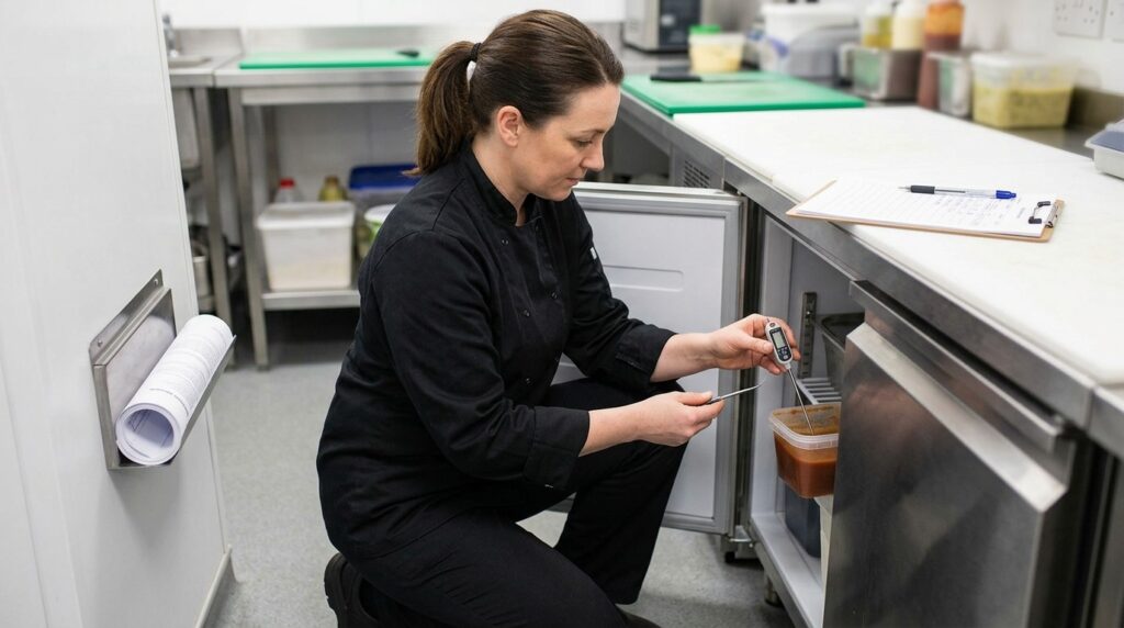 Does the Unifrost undercounter fridge comply with current FSAI food storage temperature regulations in Ireland?