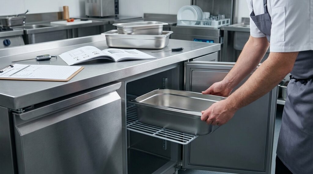 Is the Unifrost undercounter freezer suitable for GN pans or is it a shelving-only layout?