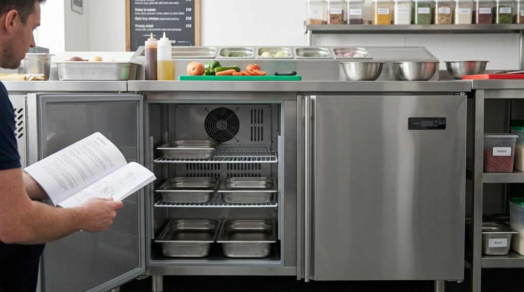 What are the benefits of a ventilated versus a static cooled under counter fridge?