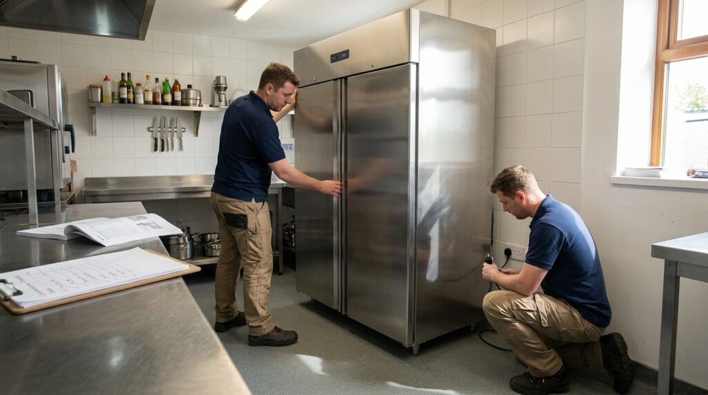 What are the steps to install a Unifrost upright fridge?
