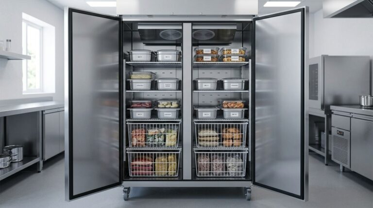 Guide to Unifrost Upright Freezer Mixed GN Pan and Wire Basket Layout
